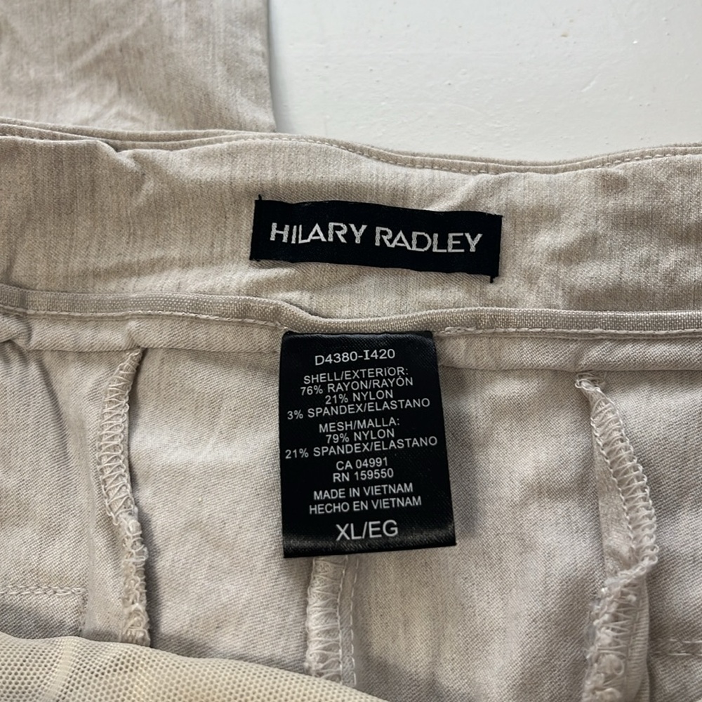 Hilary Radley XL Cream Elastic Waist Pull On Cropped Formal Work Pants - Picture 5 of 5
